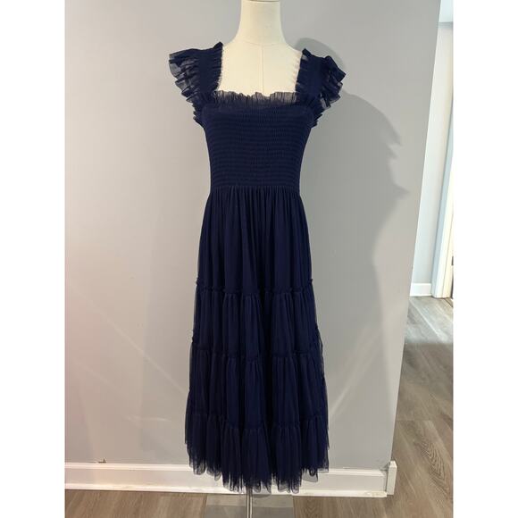 Hill House Collectors Edition Tulle The Nap Dress Navy Blue Sheer Size Small - Picture 2 of 9